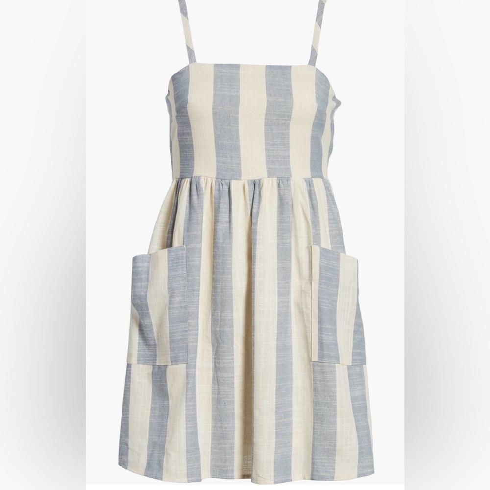 BP Striped Linen Sun Dress with Pockets